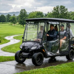 4-passenger-golf-cart-enclosure-driving-in-rain electric golf cart