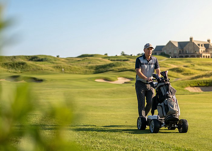 campus golf cart checked for tour routes and student arrival support