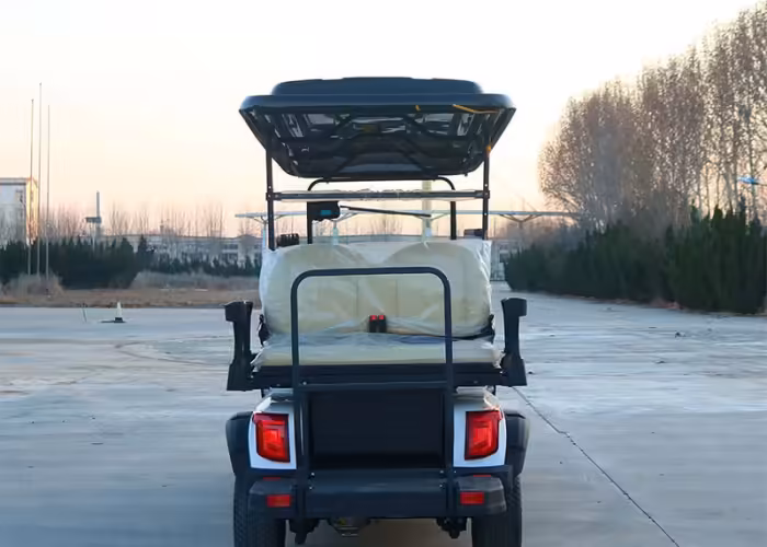 electric golf cart guest shuttle prepared for accessible campus service
