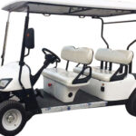 electric golf cart fleet staged for charging station layout and parking bay planning