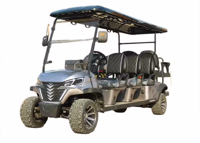 electric golf cart tagged out after stormwater or standing-water exposure