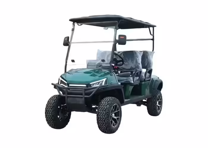 electric golf cart parked for charging fault inspection and service follow up