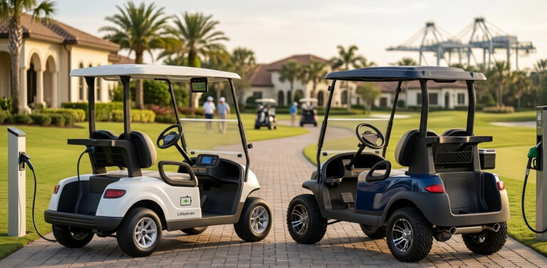 electric-golf-cart-vs-gas-golf-cart-comparison-cover electric golf cart