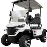 2 seater electric golf cart prepared for grounds work and quick site inspections